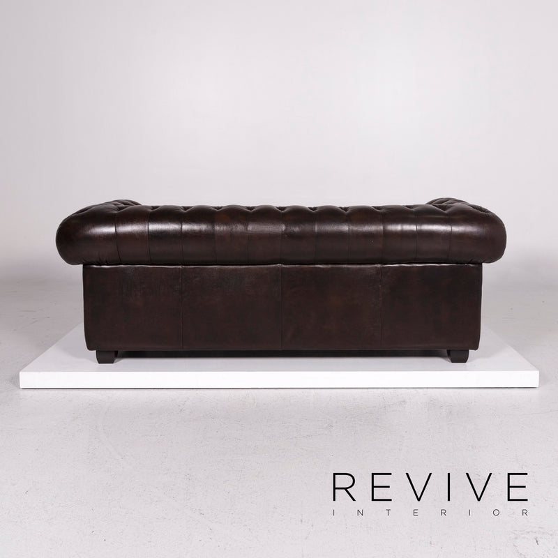 Chesterfield Leder Sofa Garnitur Braun 1x Dreisitzer 1x Zweisitzer Couch 