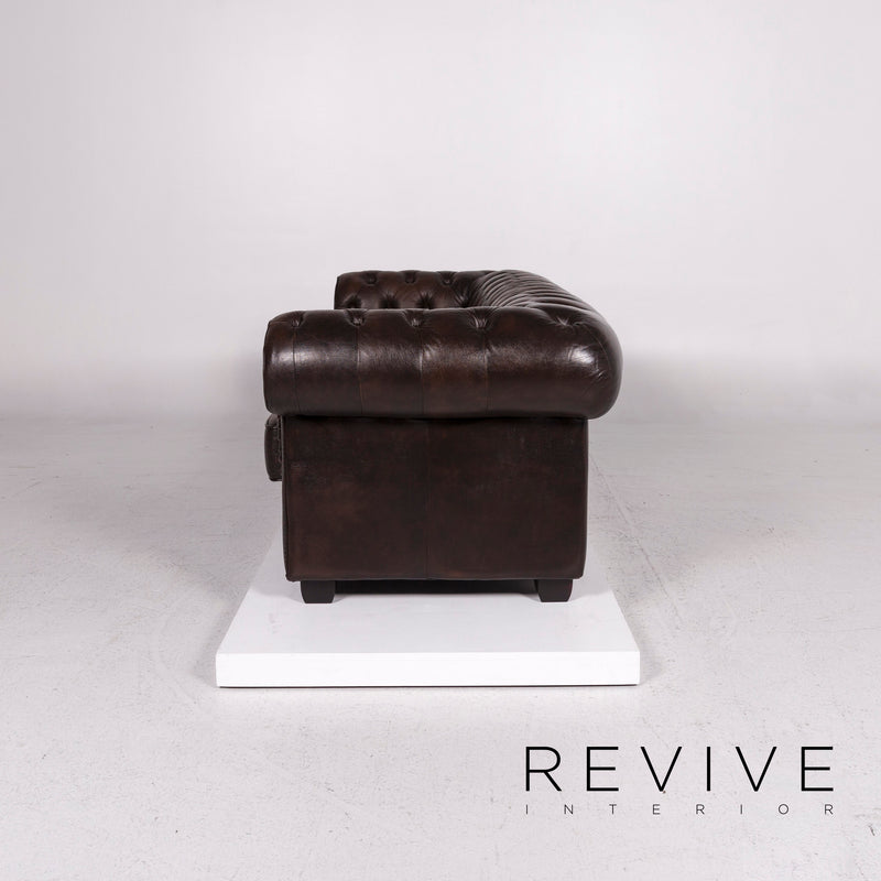 Chesterfield Leder Sofa Garnitur Braun 1x Dreisitzer 1x Zweisitzer Couch 