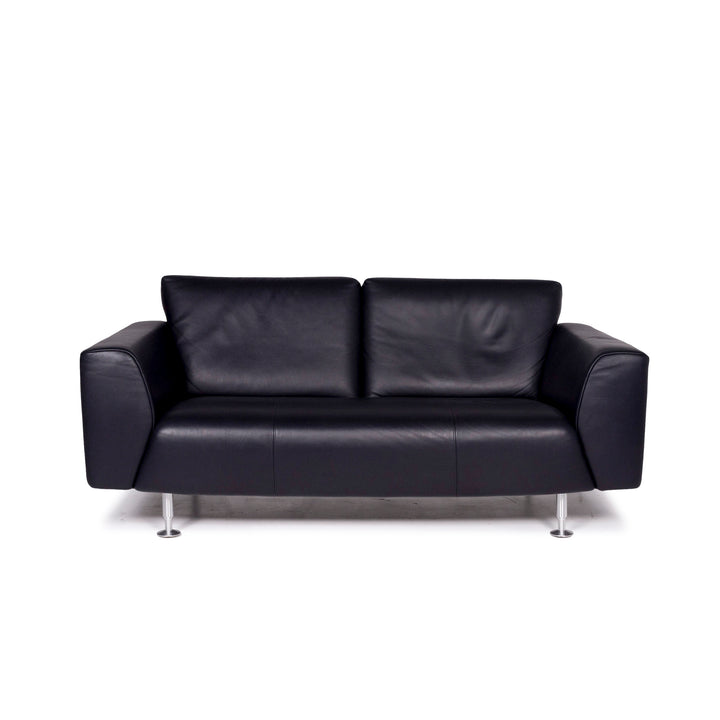 Rolf Benz Leder Sofa Blau Dunkelblau Zweisitzer Couch #11153