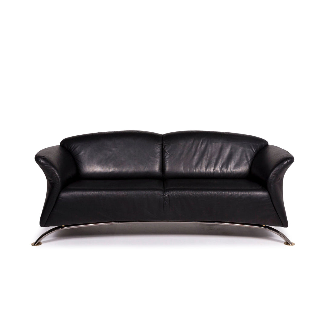 Musterring Leder Sofa Schwarz Dreisitzer Couch #11292