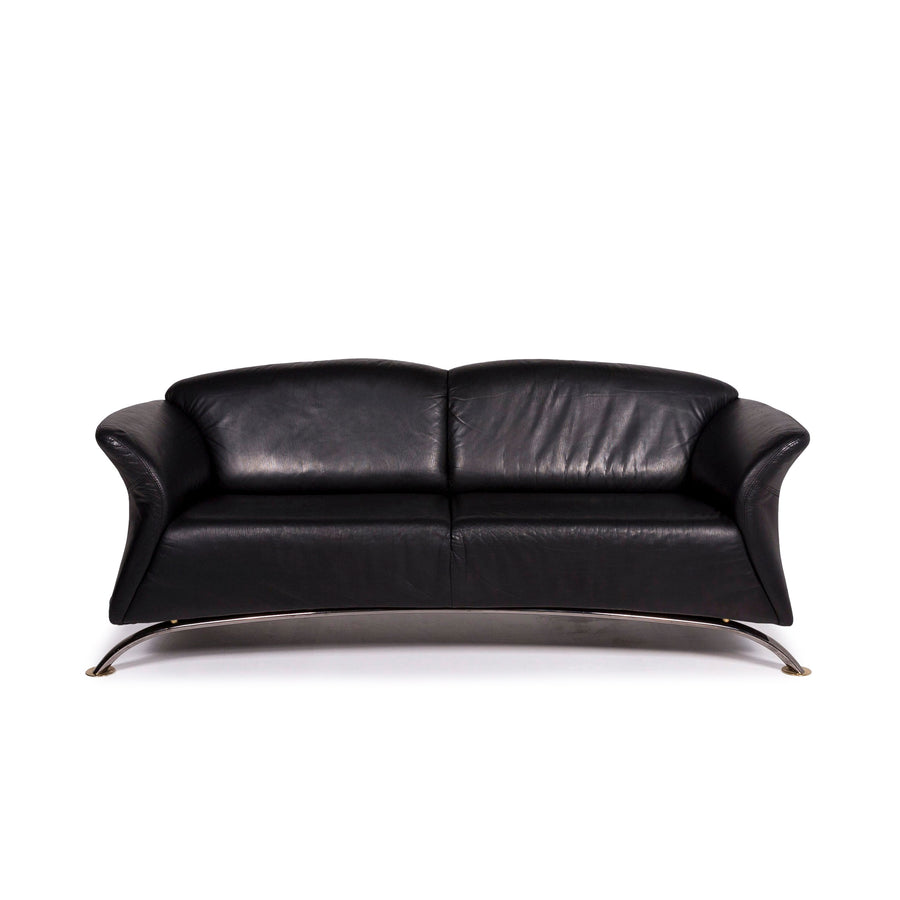 Musterring leather sofa black three-seater couch #11292