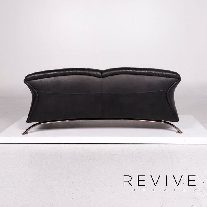 Musterring Leder Sofa Schwarz Dreisitzer Couch #11292