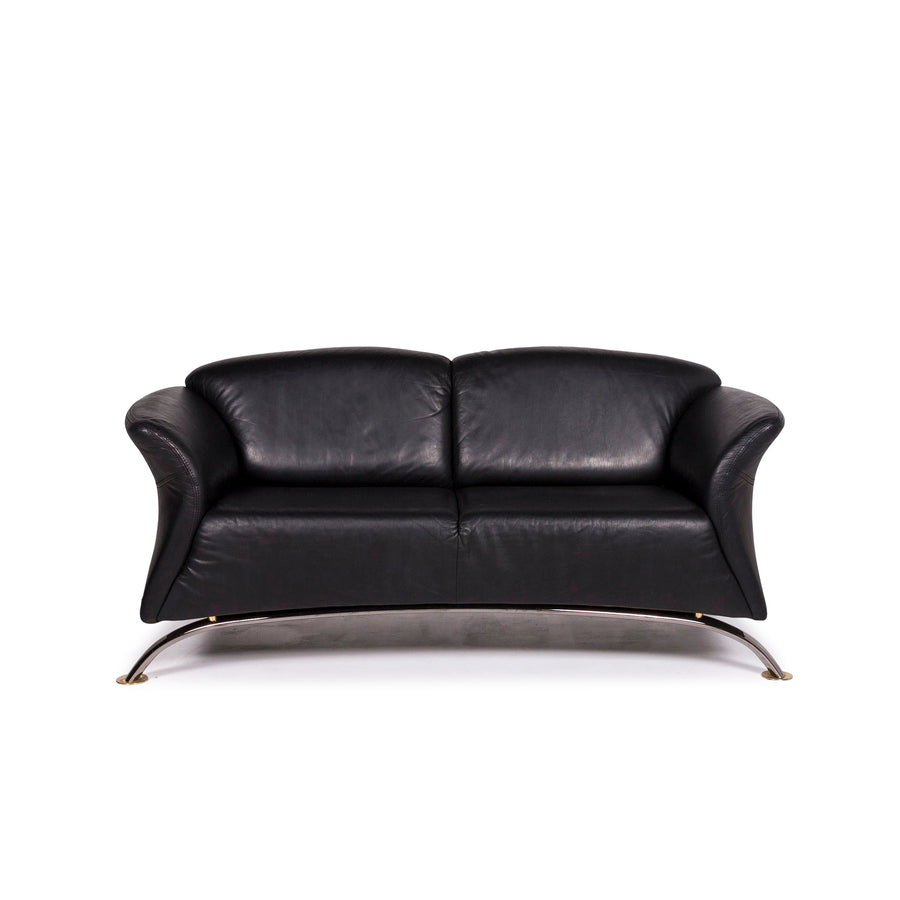 Musterring Leder Sofa Schwarz Dreisitzer Couch #11293