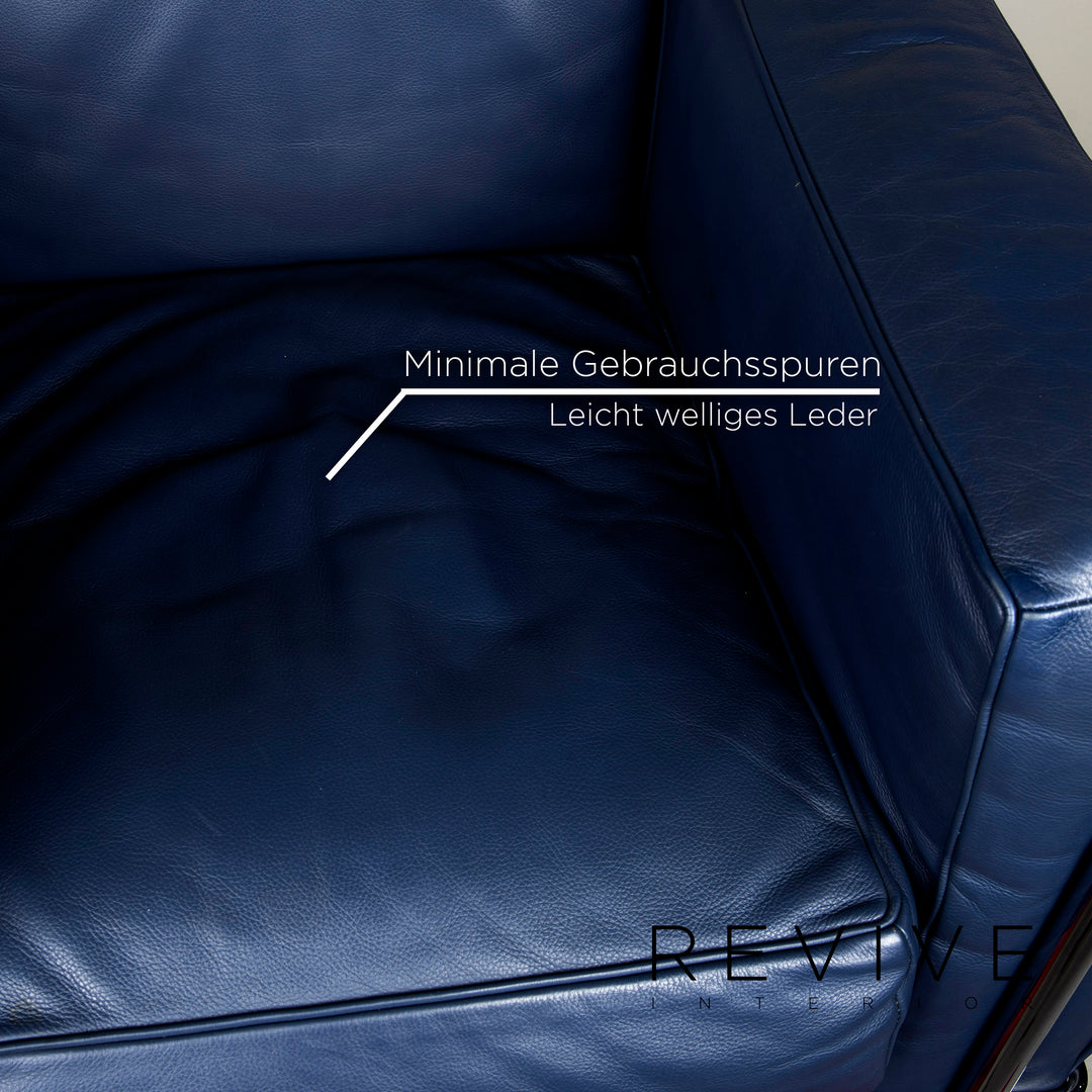 Cassina Le Corbusier LC 2 Leather Armchair Blue #9882