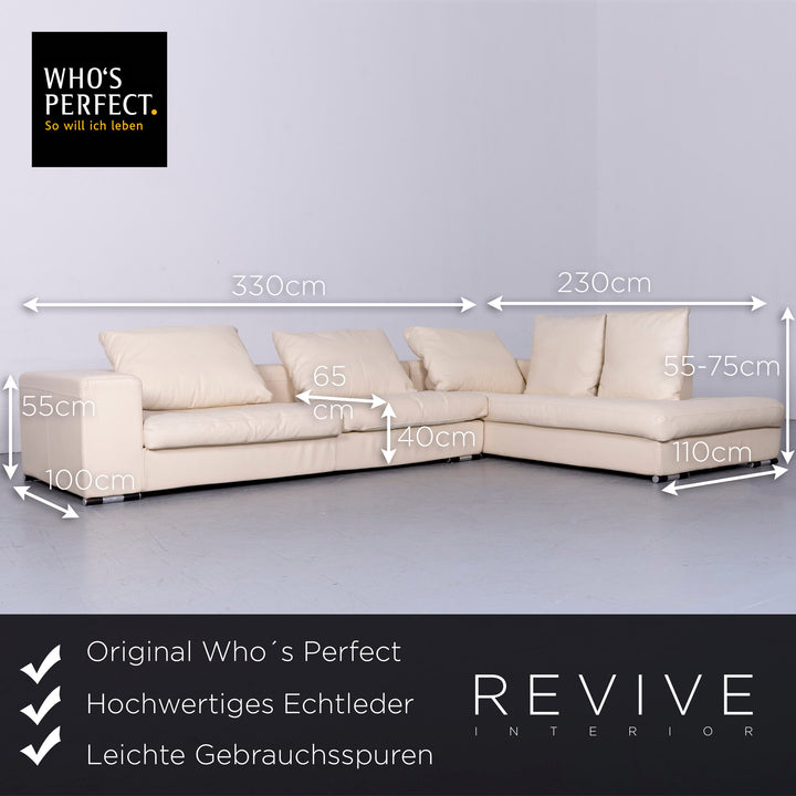 Who's Perfect Designer Leder Sofa Beige Ecksofa Echtleder Couch #5980