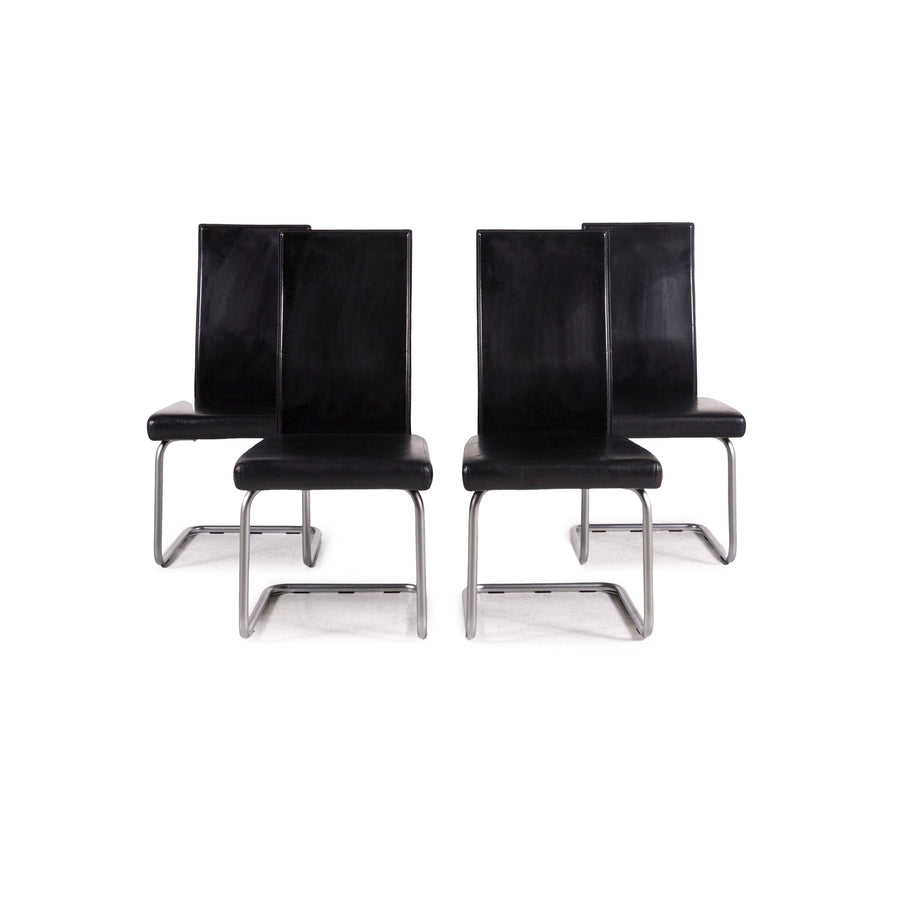 Ronald Schmitt leather chair set black 6x cantilever armchair #12230