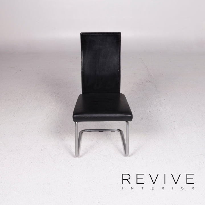 Ronald Schmitt leather chair set black 6x cantilever armchair #12230
