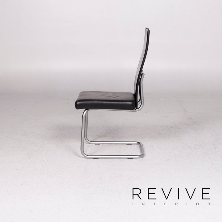 Ronald Schmitt Leather Chair Black Cantilever Armchair #12231