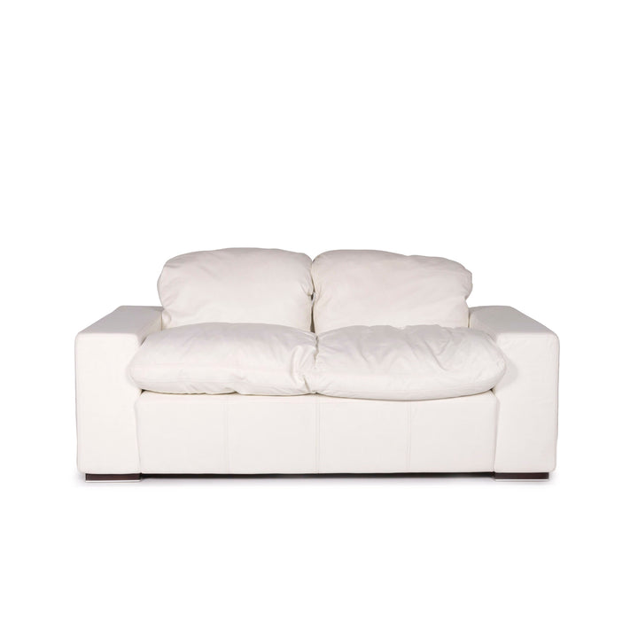 Nieri Leather Sofa White Two Seater Couch #12107