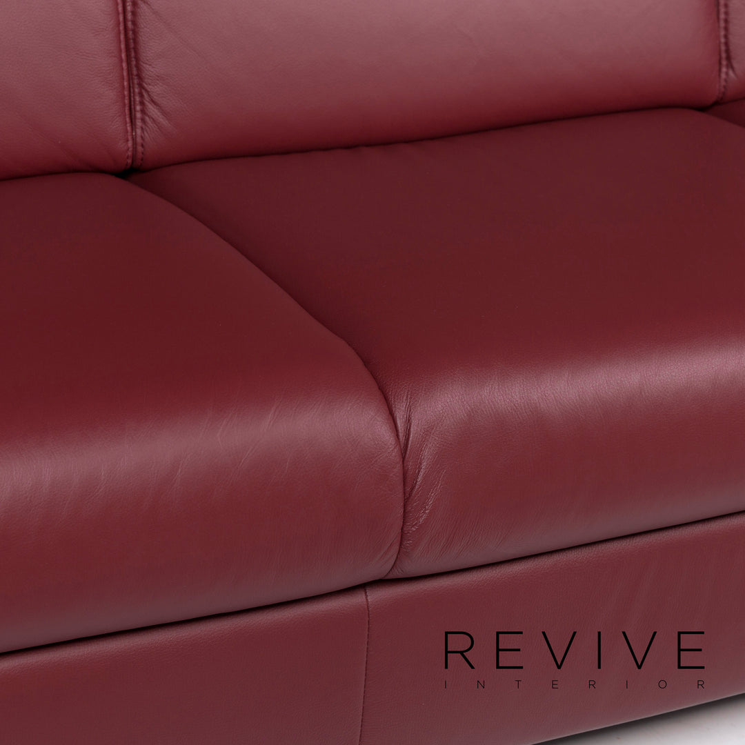 Leather Sofa Red Three Seater #11278