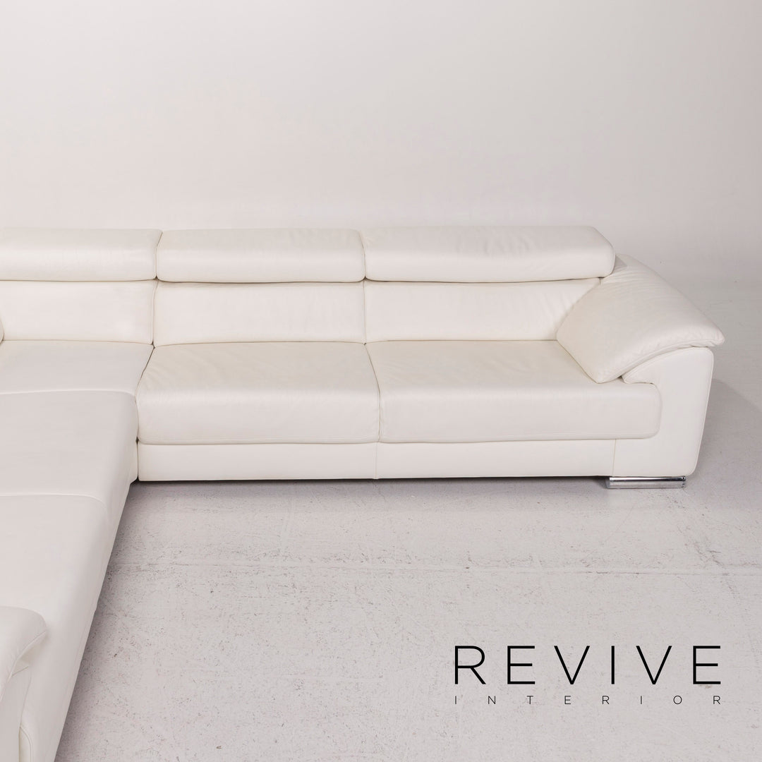 Ewald Schillig Brand Blues leather corner sofa set white sofa couch stool #12362