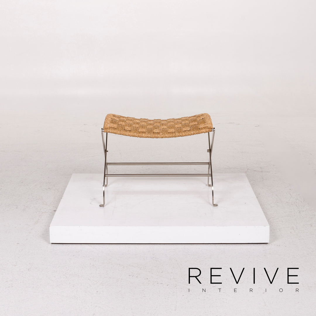 Flexform basket chrome stool set ocher brown 2x stool foldable #12401