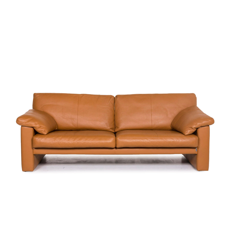 Erpo leather sofa cognac brown two-seater couch #12217