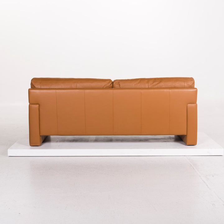 Erpo leather sofa cognac brown two-seater couch #12217