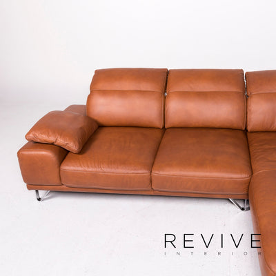 Willi Schillig Leder Sofa Garnitur Cognac Braun 1x Ecksofa 1x Sessel #11584