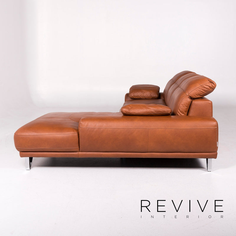 Willi Schillig Leder Sofa Garnitur Cognac Braun 1x Ecksofa 1x Sessel 