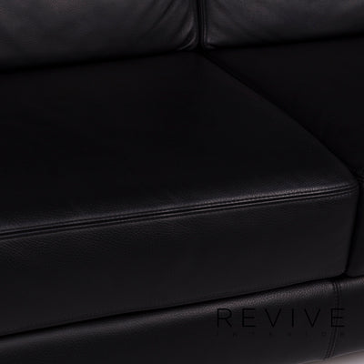 Willi Schillig Leder Sofa Schwarz Zweisitzer #11599