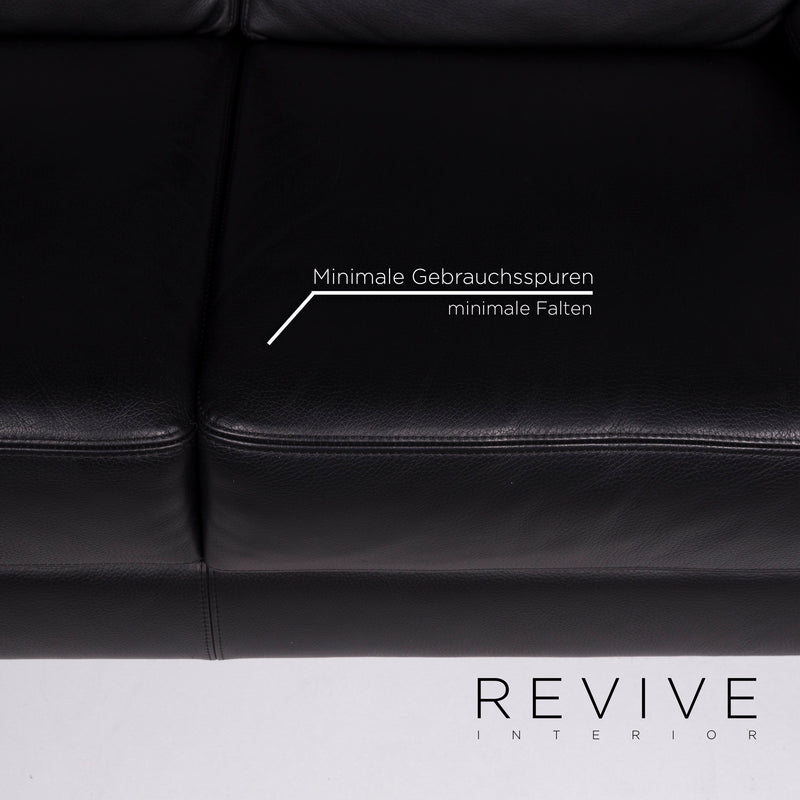 Willi Schillig Leder Sofa Schwarz Zweisitzer 