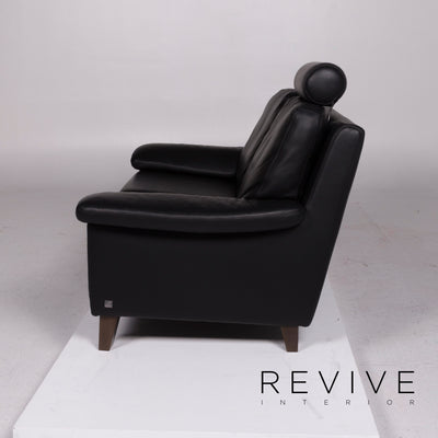 Willi Schillig Leder Sofa Schwarz Zweisitzer #11599