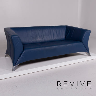 Rolf Benz 322 Leder Sofa Garnitur Blau Dreisitzer #11726