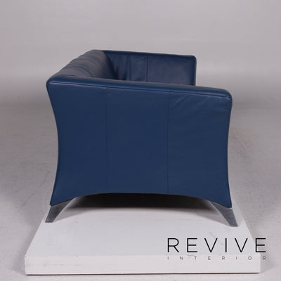 Rolf Benz 322 Leder Sofa Garnitur Blau Dreisitzer #11726