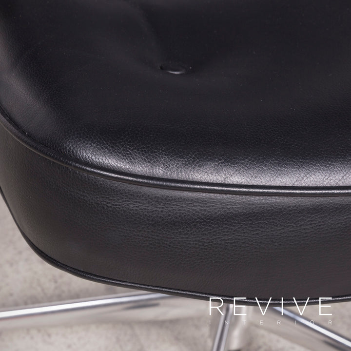 Vitra ES 104 Lobby Chair Designer Leder Sessel Schwarz Echtleder Zwei Stück #8478