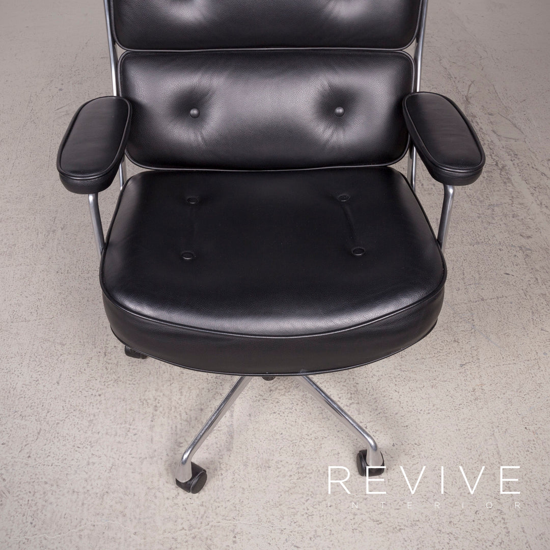 Vitra ES 104 Lobby Chair Designer Leder Sessel Schwarz Echtleder Zwei Stück #8478