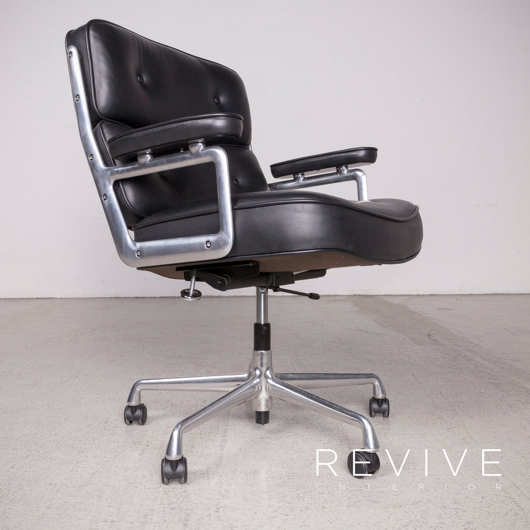 Vitra ES 104 Lobby Chair Designer Leder Sessel Schwarz Echtleder Zwei Stück #8478