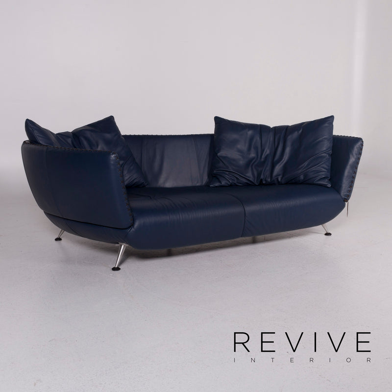 de Sede ds 102 Leder Sofa Blau Dreisitzer 