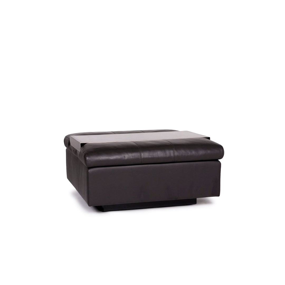 IP Design Oasis Leder Hocker Anthrazit Schemel Ottoman #11008