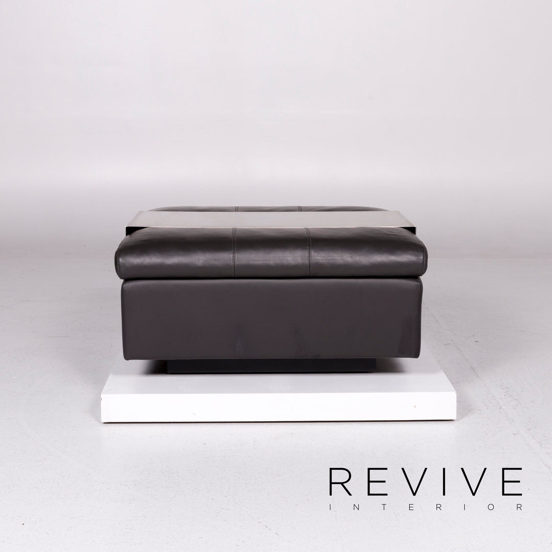 IP Design Oasis Leder Hocker Anthrazit Schemel Ottoman #11008