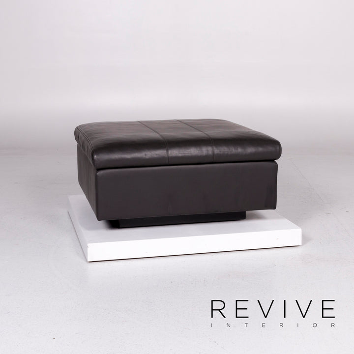 IP Design Oasis Leder Hocker Anthrazit Schemel Ottoman #11008