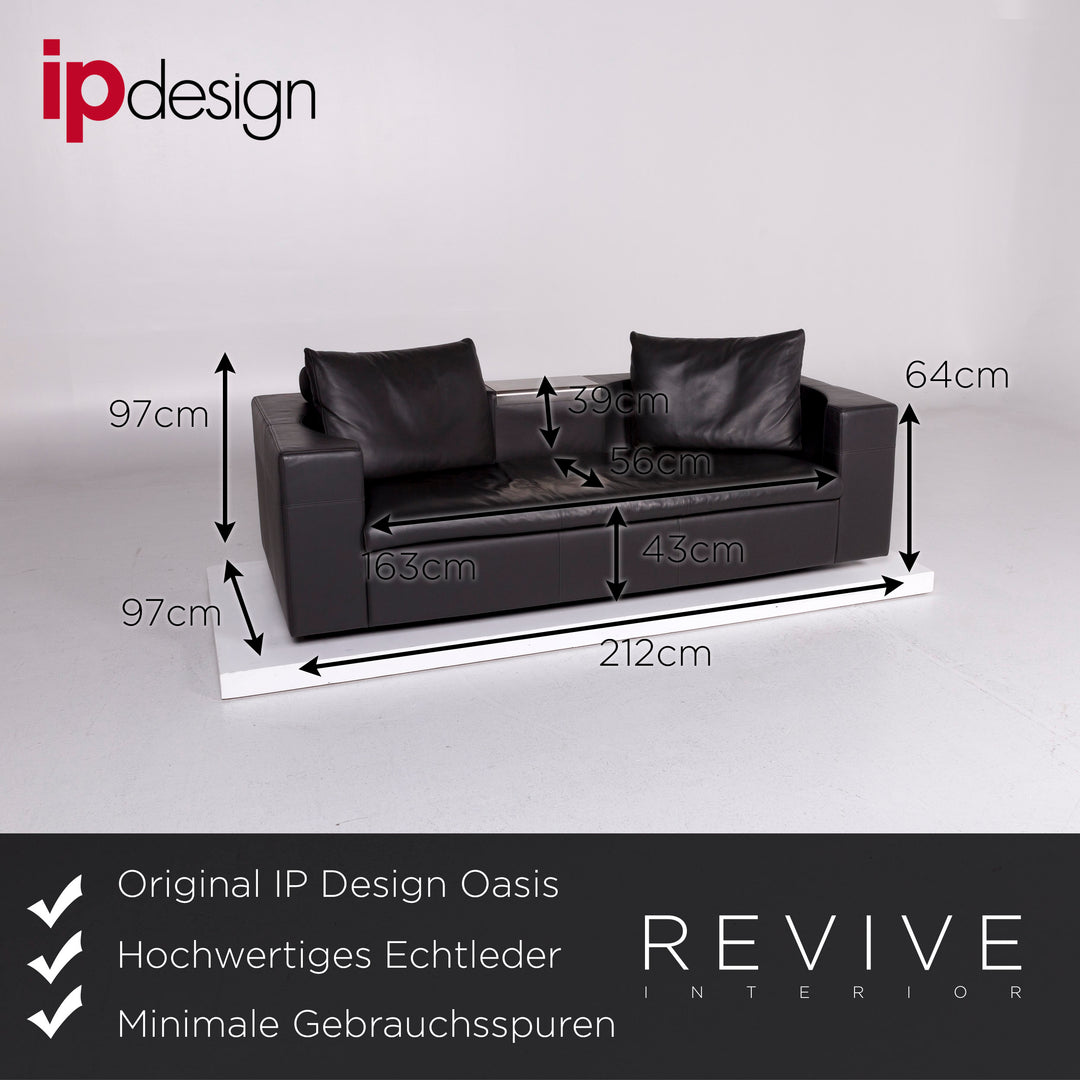 IP Design Oasis Leder Sofa Anthrazit Zweisitzer Couch #11007