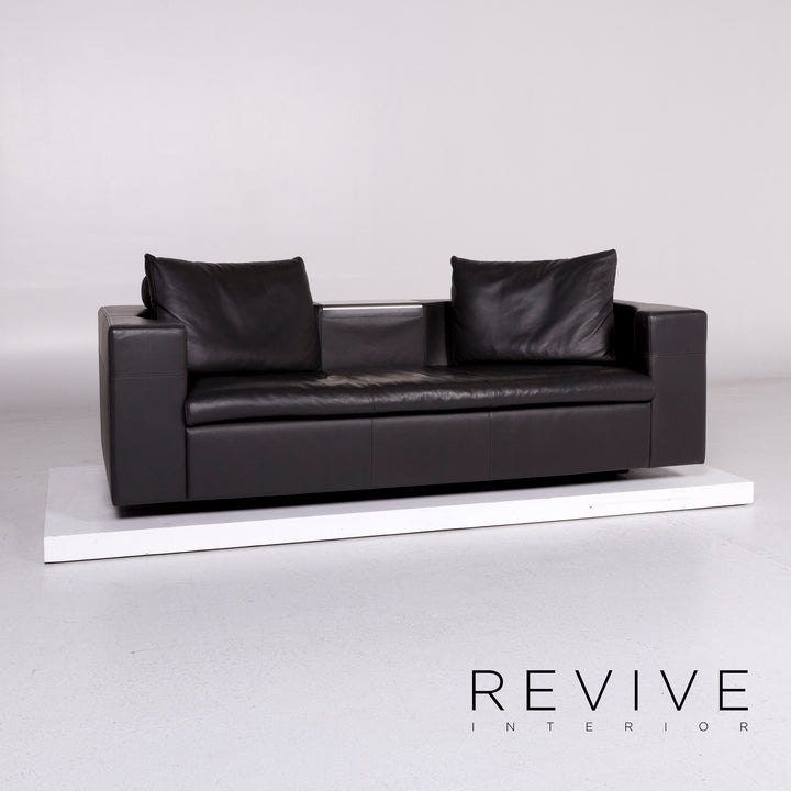 IP Design Oasis Leder Sofa Anthrazit Zweisitzer Couch #11007