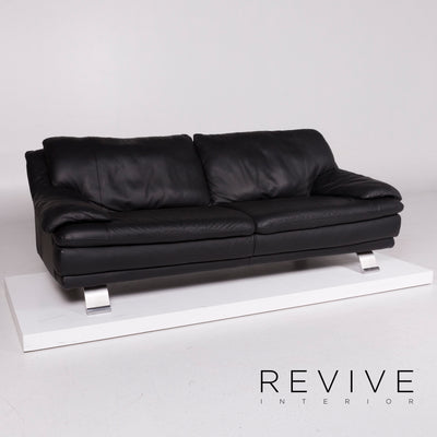 Italsofa Leder Sofa Schwarz Dreisitzer #11357