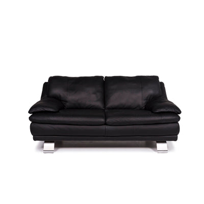 Italsofa Leder Sofa Schwarz Zweisitzer Couch #11547