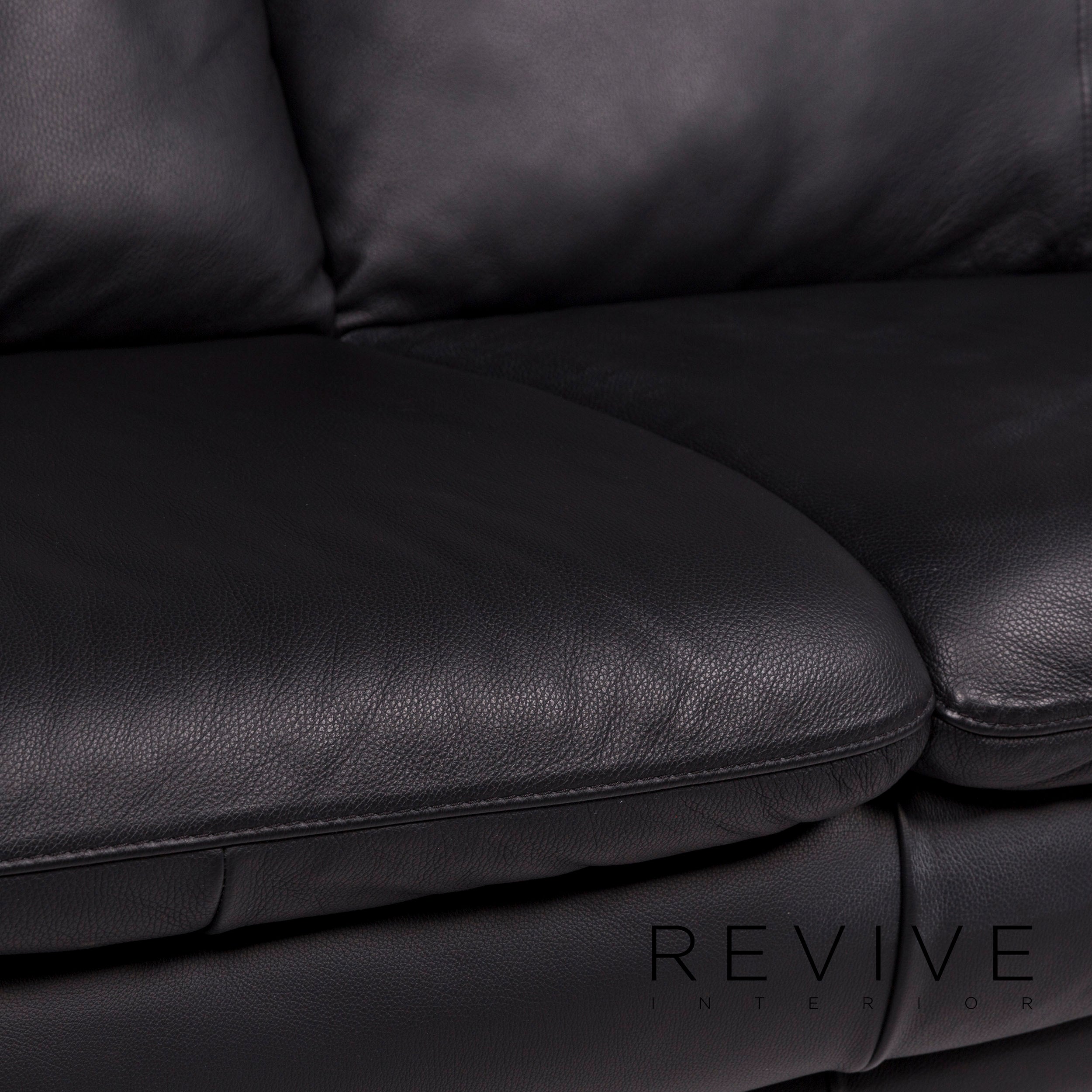 Italsofa Zweisitzer Schwarz Leder 2. Hand Revive