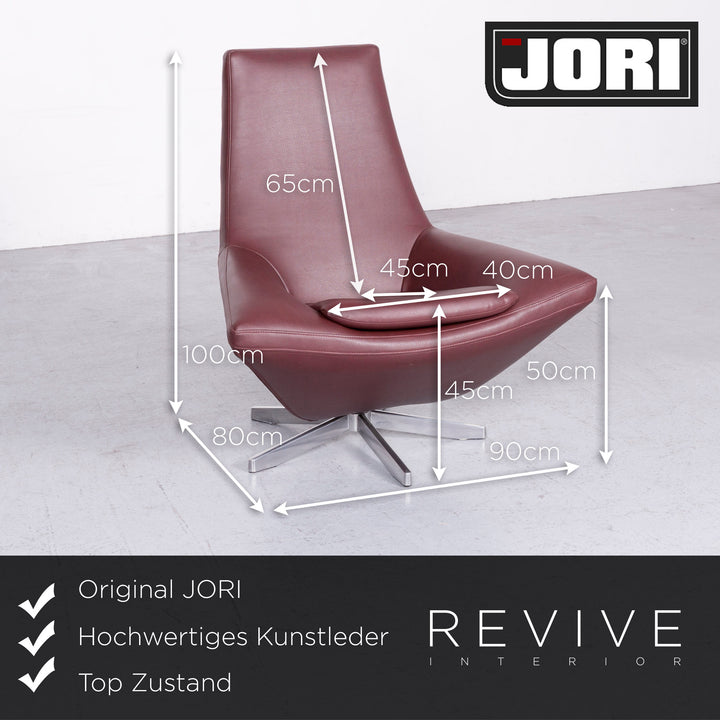 JORI designer leather look faux leather armchair set Bordeaux swivel chair #7035