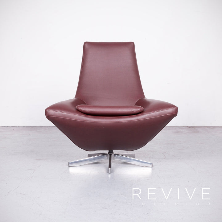JORI designer leather look faux leather armchair set Bordeaux swivel chair #7035