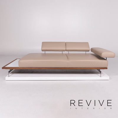Joop! Leder Sofa Beige Dreisitzer Ablage #11795