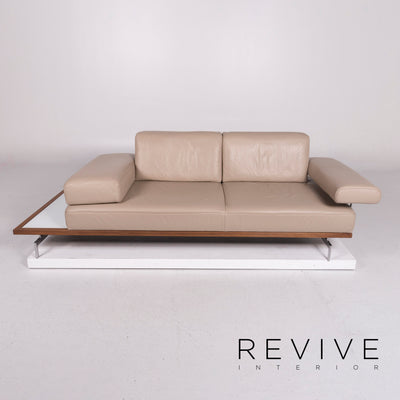 Joop! Leder Sofa Beige Dreisitzer Ablage #11795