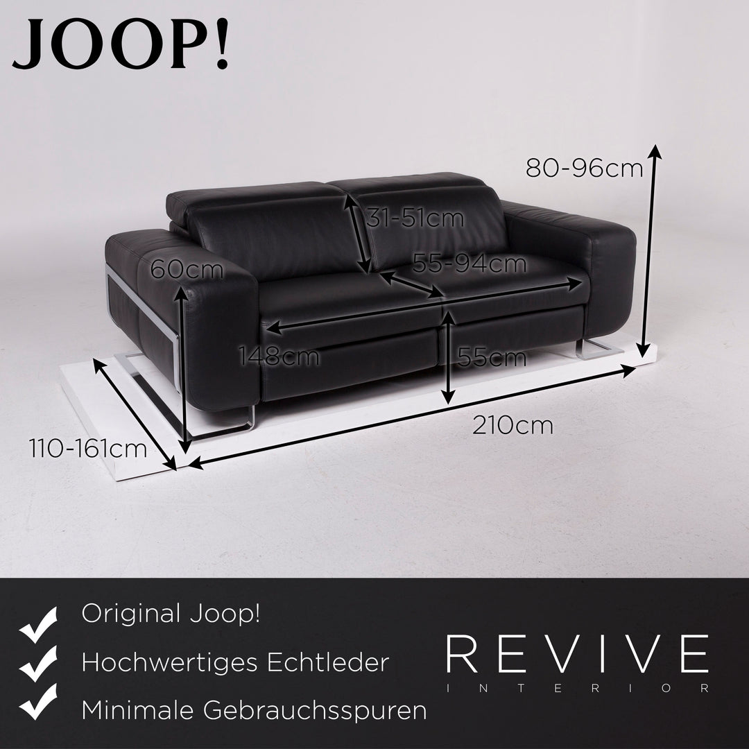 Joop! Leder Sofa Schwarz Zweisitzer #11503