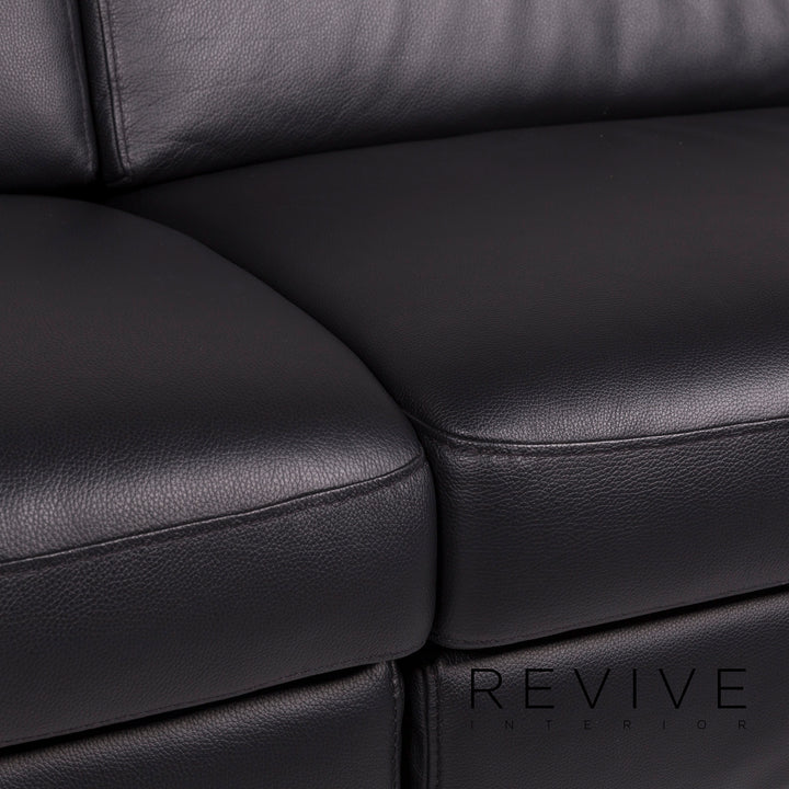 yup! Leather Sofa Black Two Seater #11503