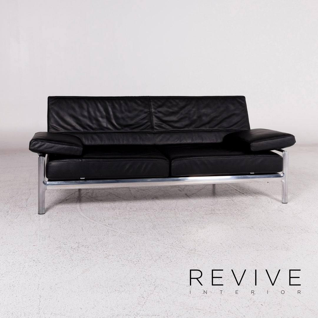 Jori Leder Sofa Schwarz Zweisitzer Funktion Couch #10026
