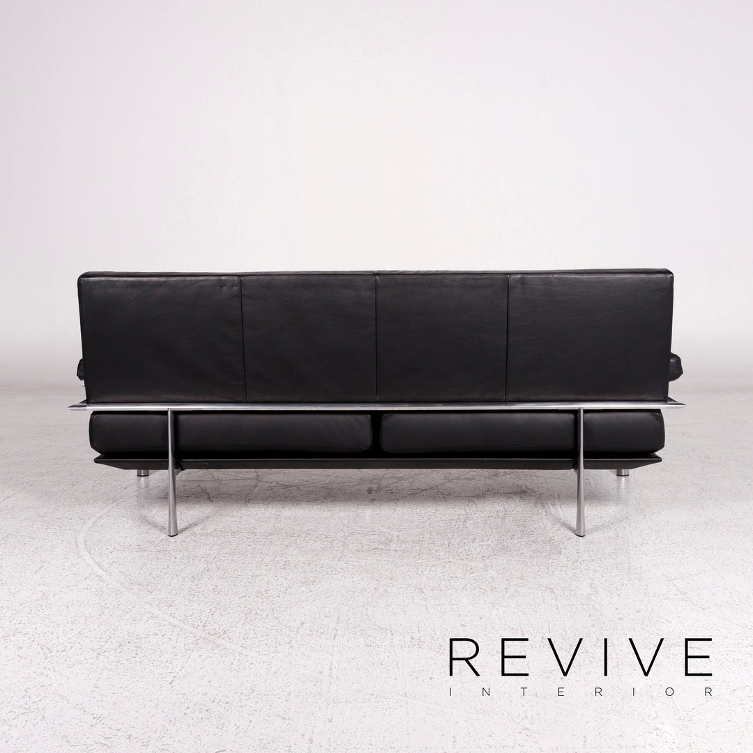 Jori Leder Sofa Schwarz Zweisitzer Funktion Couch #10026