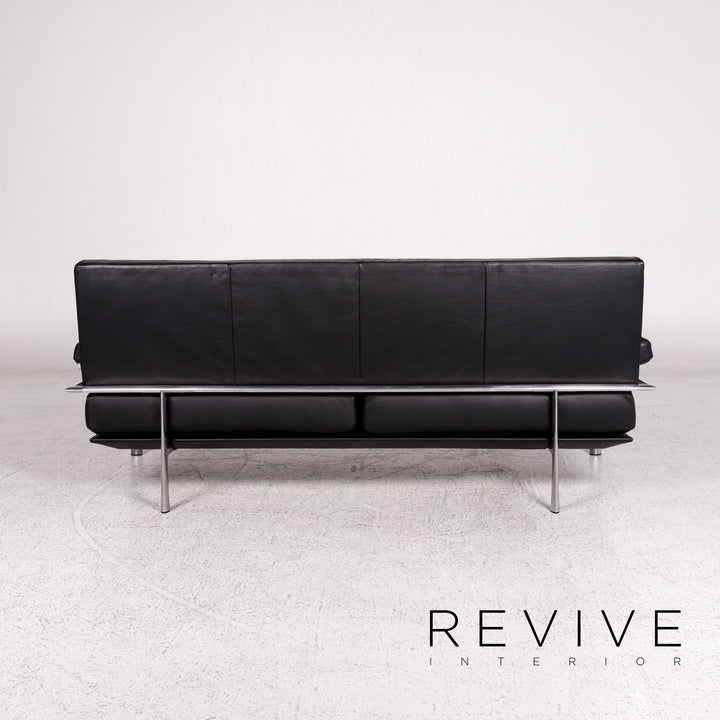 Jori Leder Sofa Schwarz Zweisitzer Funktion Couch #10026