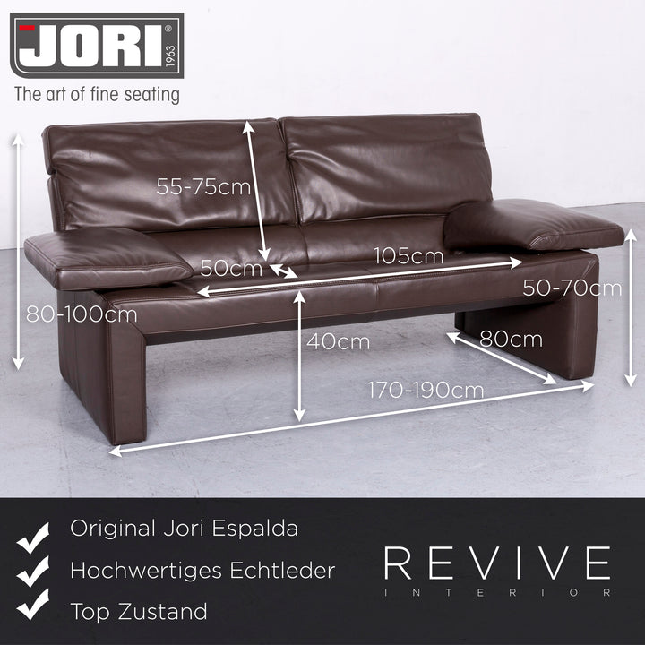 Jori Espalda Designer Leder Sofa Braun Echtleder Zweisitzer Couch #6844