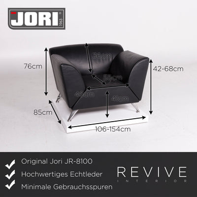 Jori JR-8100 Leder Sofa Garnitur Schwarz 1x Dreisitzer 1x Sessel Funktion Couch #11539
