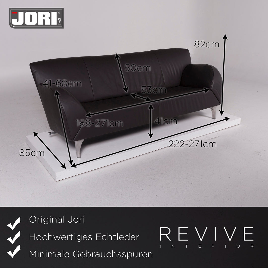 Jori leather sofa anthracite three-seater #11792