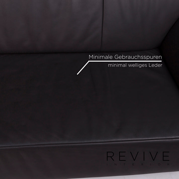 Jori leather sofa set anthracite three-seater two-seater #11924
